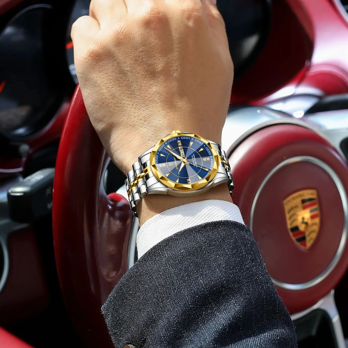 Luxury Fashion Man Clock Top Business Waterproof Luminous Date Week Men'S Watches Quartz Stainless Steel Men Wristwatch