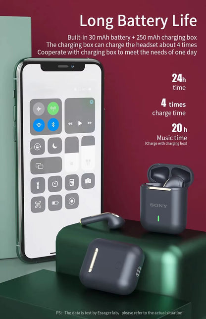 J18 Wireless Bluetooth Earphones Hifi in Ear Stereo Soundtrack Microphone Waterproof Touch Noise Reduction Earphones