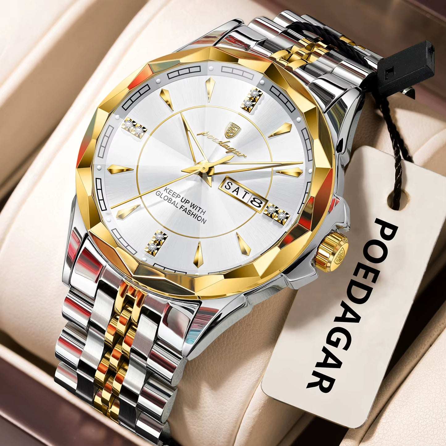 Luxury Fashion Man Clock Top Business Waterproof Luminous Date Week Men'S Watches Quartz Stainless Steel Men Wristwatch