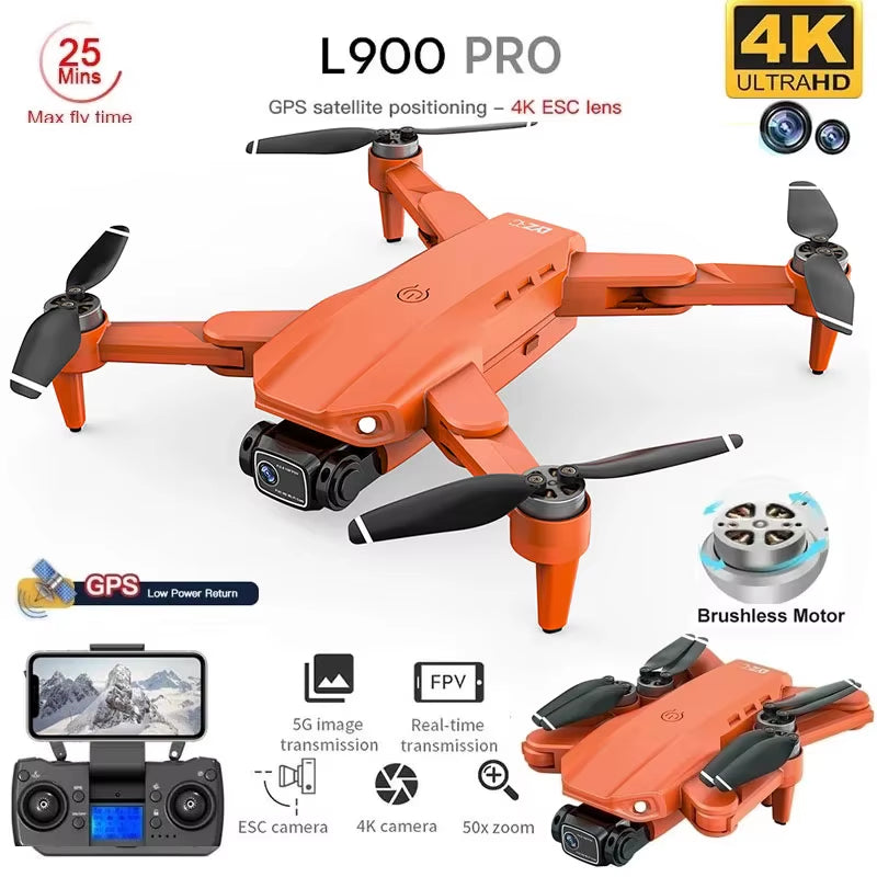 L900 Pro GPS Drone 4K Professional HD Dual Camera 5G Wifi Photography Brushless Foldable Quadcopter RC Distance 1.2KM Drones