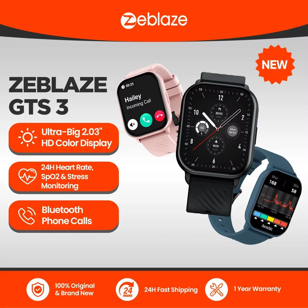 New  GTS 3 Voice Calling Smart Watch Ultra-Big 2.03'' HD Screen 24H Health Monitor 100+ Sport Modes 200+ Watch Faces