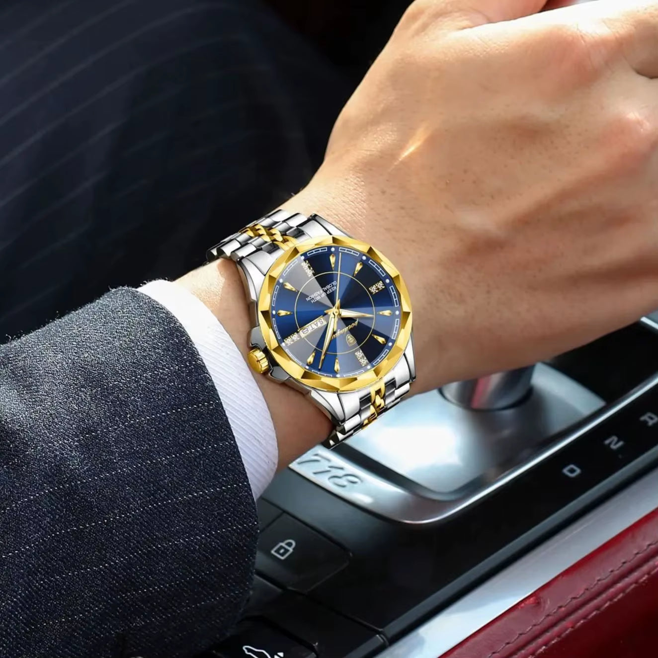 Luxury Fashion Man Clock Top Business Waterproof Luminous Date Week Men'S Watches Quartz Stainless Steel Men Wristwatch