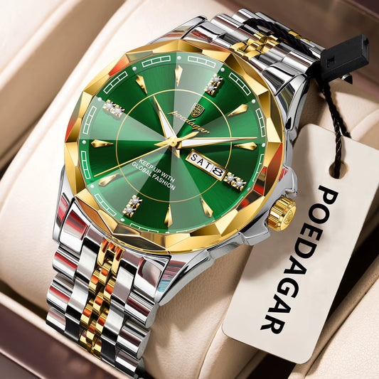 Luxury Fashion Man Clock Top Business Waterproof Luminous Date Week Men'S Watches Quartz Stainless Steel Men Wristwatch