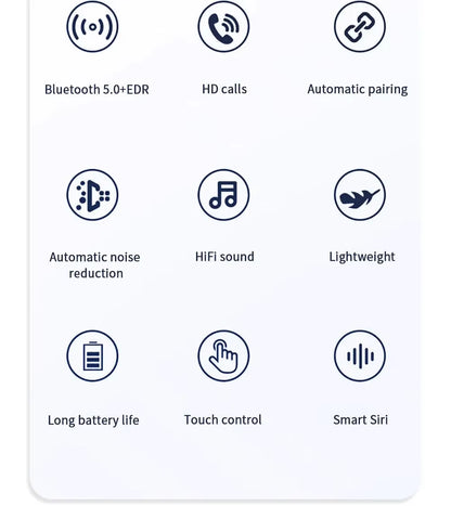 J18 Wireless Bluetooth Earphones Hifi in Ear Stereo Soundtrack Microphone Waterproof Touch Noise Reduction Earphones